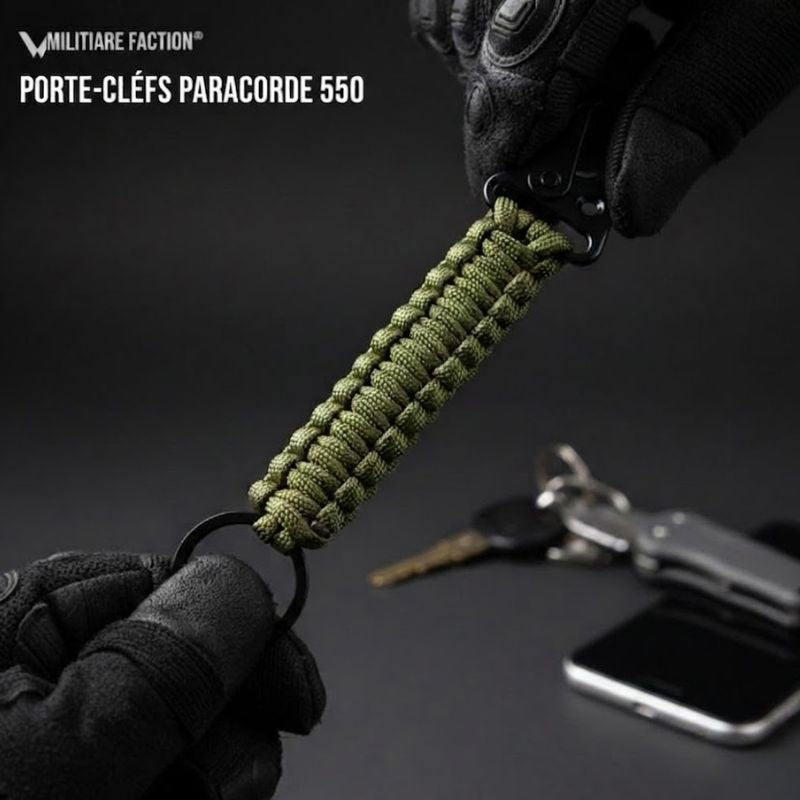 Porte-Clefs Paracorde 550 – MOLLE, EDC | Pour Organisation et outdoor – Noir – vue 2