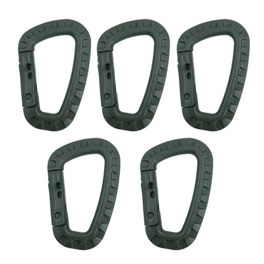 Mousqueton Militaire – MOLLE – Plastique | Pour EDC, camping et fixation outdoor – 5 pcs OD Green – vue 1