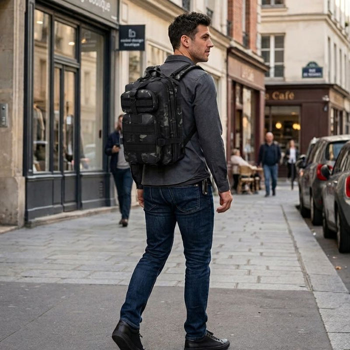 Sac à Dos Militaire 25L – MOLLE, Imperméable – Auto-agrippant | Pour Randonnée, EDC et outdoor – Noir – vue 2