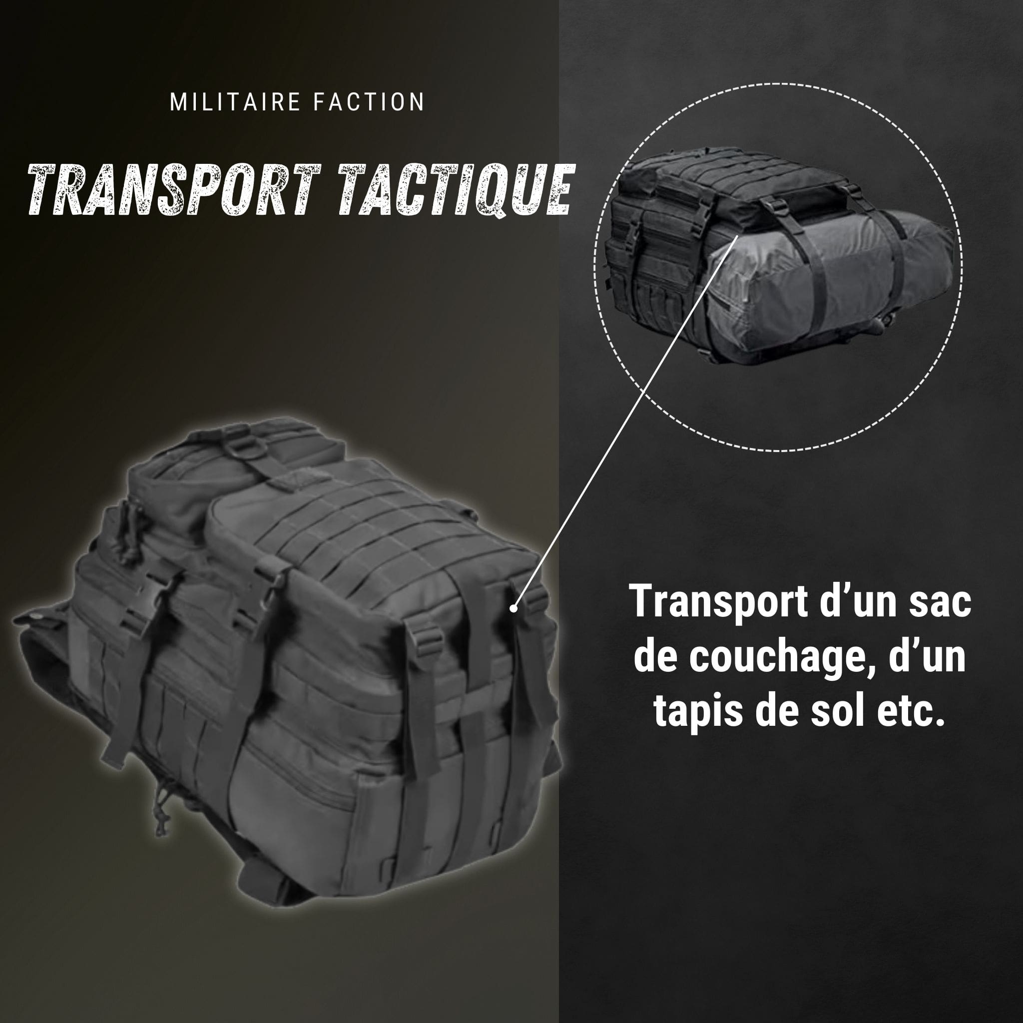 Sac à Dos Militaire Tactique 38L Noir