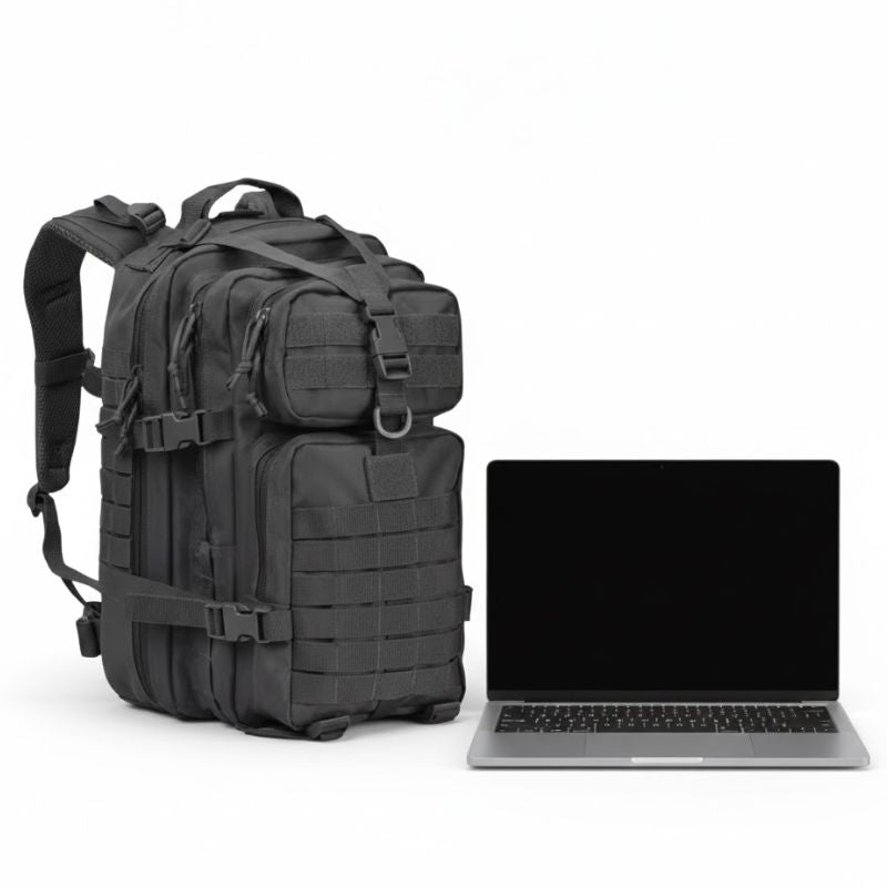 Un sac à dos tactique fonctionnel, idéal pour transporter votre ordinateur portable et vos essentiels du quotidien.