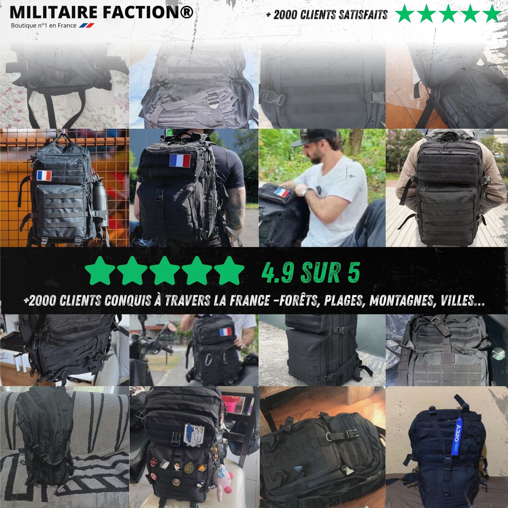 Avis sac à dos militaire 50l Militaire Faction - 2000 clients satisfaits.