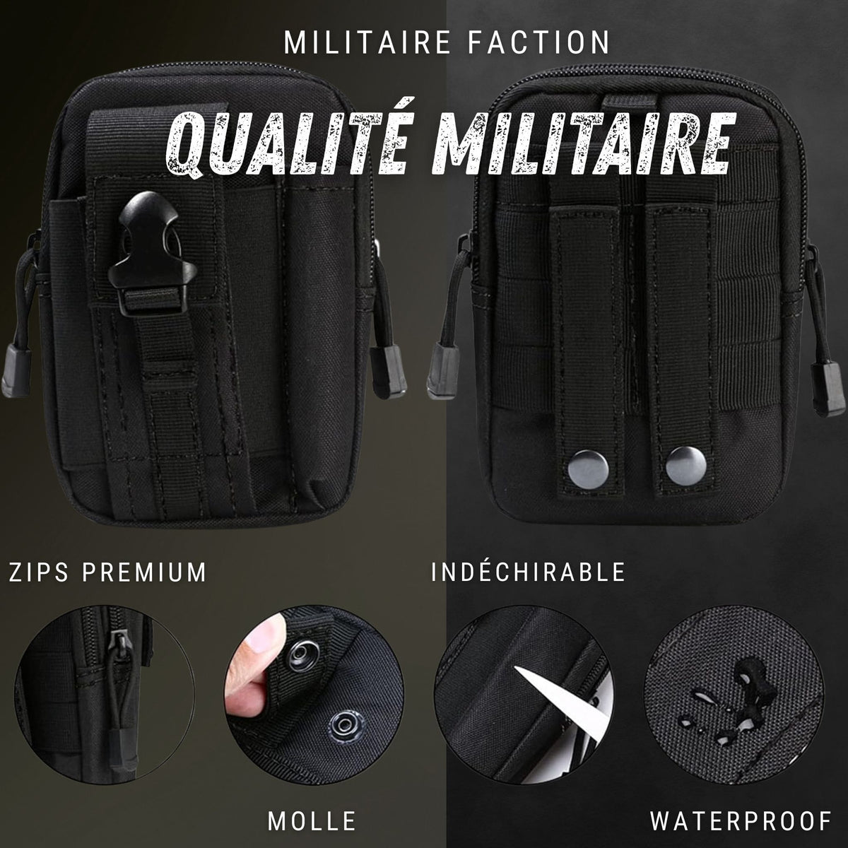 WYNEX Pochette Tactique Molle Verticale – Extension Sac à Dos Rando – 4L Avec Sangle Bandoulière – Nylon 600D