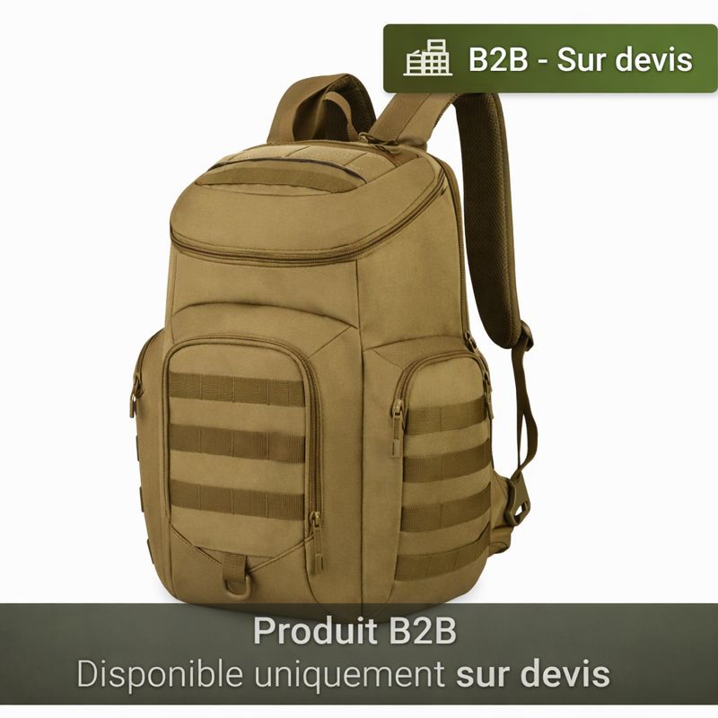 Sac à dos tactique 45L tan sable - Bagagerie militaire haute capacité B2B sur devis