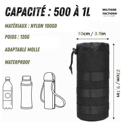 Porte-Bouteille MOLLE Tactique – Hydratation MOLLE Outdoor – 1L, Nylon | Pour Randonnée et camping – OD Green – vue 3