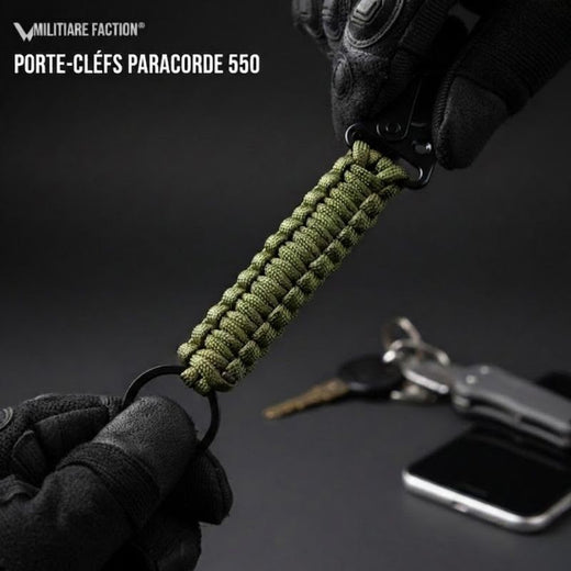 Porte-Clefs Paracorde 550 – MOLLE, EDC | Pour Organisation et outdoor – Noir – vue 2