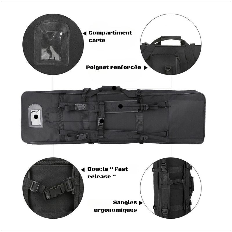 Housse de transport pour fusil - caractéristiques - boucle fast release - compartiment carte