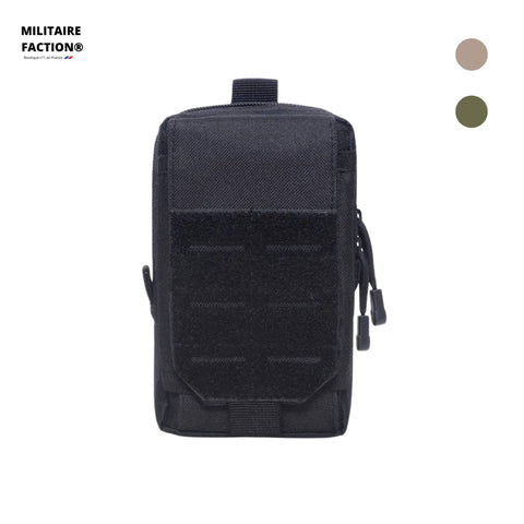 Pochette tactique noir intense avec logo Militaire Faction et options de couleurs visibles