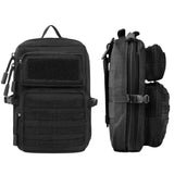 Pochette MOLLE tactique EDC noire 600D – vue avant et profil, 18×12×8 cm