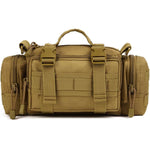 Pochette MOLLE EDC couleur coyote – vue avant avec sangles et zips
