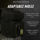 Pochette EDC noire montée sur sac à dos militaire Militaire Faction, parfaite pour la moto ou la randonnée