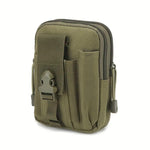 Vue arrière d'une pochette Molle verte pour accessoires EDC avec fermeture sécurisée et tissu résistant