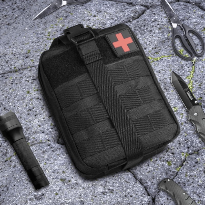 Trousse de Secours Tactique – Nylon 600D, MOLLE – Imperméable | Pour EDC, airsoft et outdoor – Kaki – vue 2