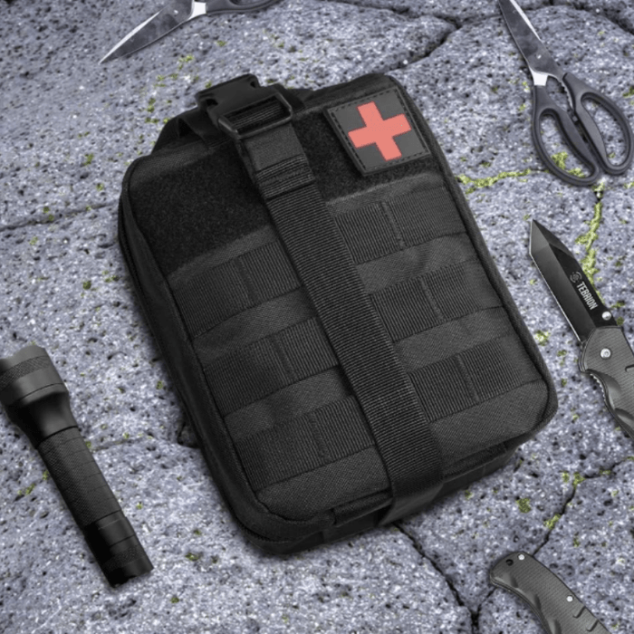 Trousse de Secours Tactique – Nylon 600D, MOLLE – Imperméable | Pour EDC, airsoft et outdoor – Kaki – vue 2