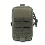 Pochette MOLLE militaire EDC en vert OD avec rabat scratch et passants compatibles