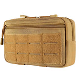 Pochette MOLLE militaire tan avec zip et attaches à scratch
