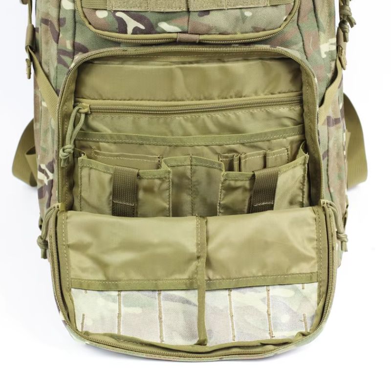 Sac à Dos Militaire EDC Golf Fox 45L - compartiment avant bas - 6 sous compartiments différents. 