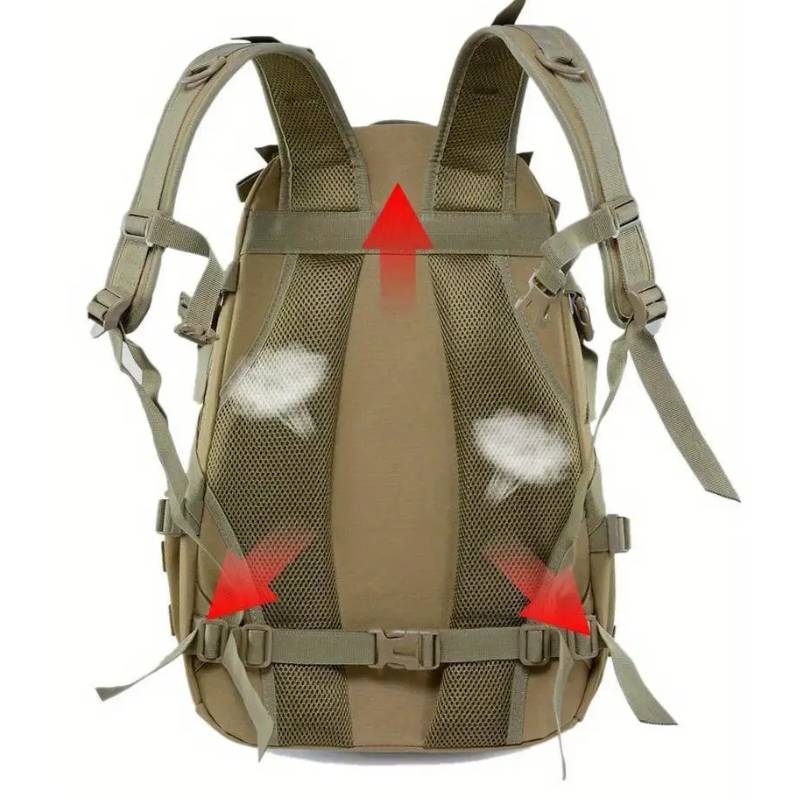 Sac à Dos Militaire OPEX camouflage tan vue de vos - Dos en mesh.