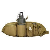 Sac banane tactique - vue de face - porte gourde, 3 pochettes avant.