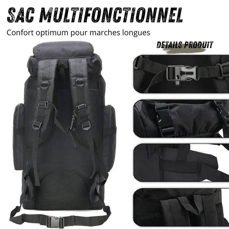 Sac de Voyage Militaire confortable - sangle sternale et ventrale - supports hanches bilatéraux