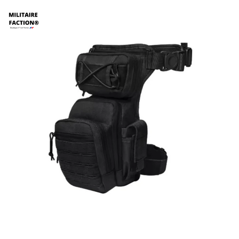 Sac de cuisse tactique modèle BLK - En nylon indéchirable et imperméable. 