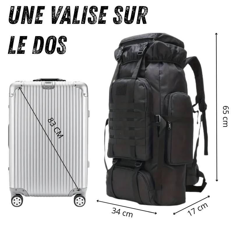 Sac de voyage militaire grande capacité - équivalent d'une valise de 83 cm de diagonale