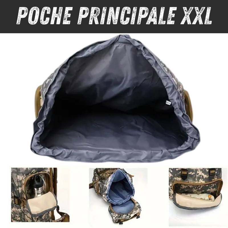 Sac de voyage militaire multi compartiments - poche principale XXL - poche frontale - latérale - avant - basse et haute
