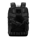 Sac à dos militaire 50l vue de dos- Dos rembourré en mousse alvéolée  - Sangles d'épaules larges et épaisses - Ligne d'épaule dos ergonomique - Ceinture ventrale et thoracique.