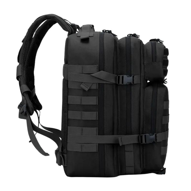 Sac_dos_militaire_50l vue de profil - sangles de compressions latérales - système molle.