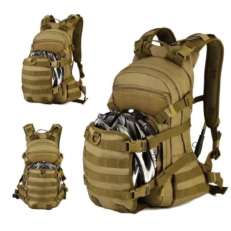 Sac à dos tactique avec compartiment frontale extensible pour casque de vélo, airsoft etc.