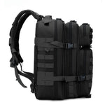 Sac à dos militaire 50l vue de profil - Système molle - Sangles de compression latérales.