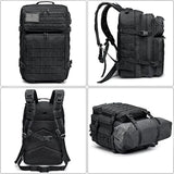 Sac militaire 50 litres vue multiples - Vue de face, de profil, de dos, d'en bas.