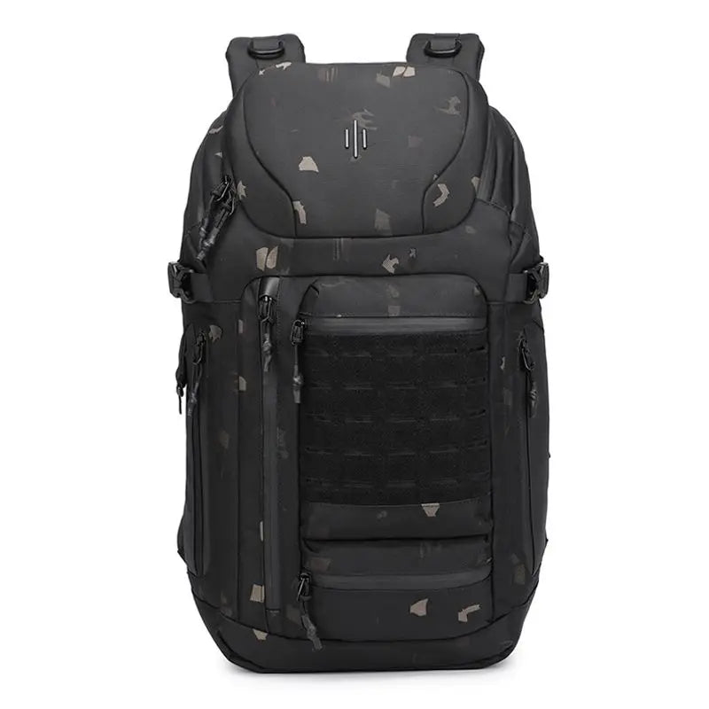 Sac militaire noir robuste avec système MOLLE, parfait pour l'EDC et le transport PC