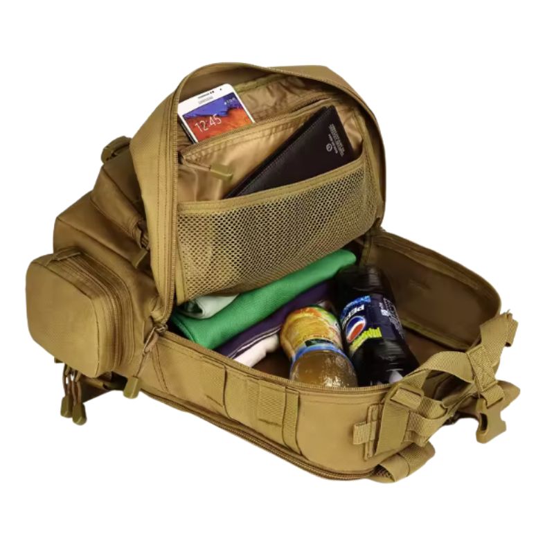 Compartiment principal. Poche filet élastique disponible.