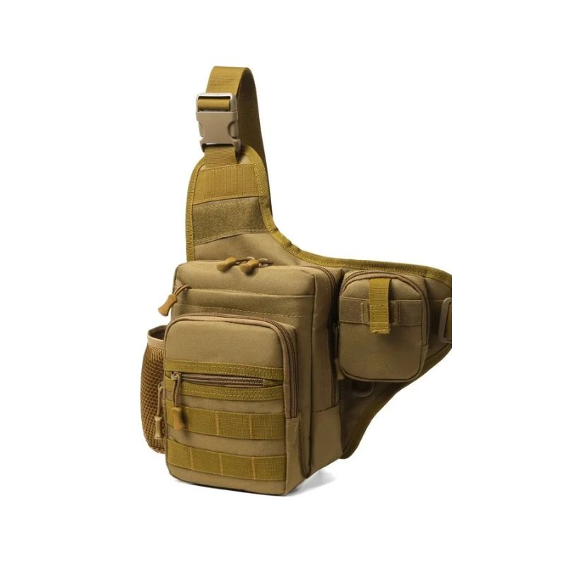 Sac Tactique à Bandoulière – Oxford 600D, MOLLE – 24 x 17 x 7 cm, Imperméable | Pour EDC, airsoft et outdoor – Tan – vue 2