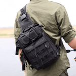 Sacoche tactique militaire homme noire  grande capacité.