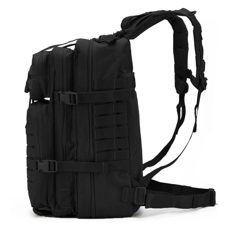 Sangles de compression latérales et système MOLLE sur sac à dos militaire 50L V2 extensible