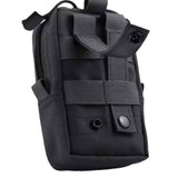 Dos de la pochette militaire noire avec attache MOLLE et boutons-pression robustes