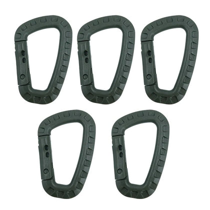 Mousqueton Militaire – MOLLE – Plastique | Pour EDC, camping et fixation outdoor – 5 pcs OD Green – vue 1