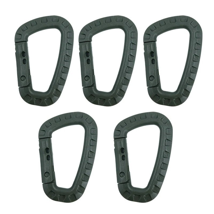 Mousqueton Militaire – MOLLE – Plastique | Pour EDC, camping et fixation outdoor – 5 pcs OD Green – vue 1