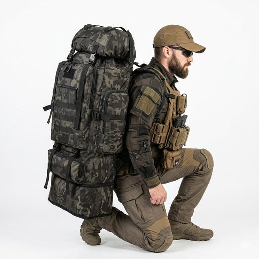 Sac de Voyage Militaire 100L – 600D, MOLLE – Imperméable, Respirant | Pour Sport et transport – Noir – vue 2