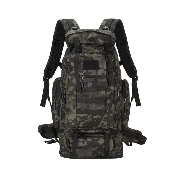 Sac de Voyage Militaire 100L – 600D, MOLLE – Imperméable, Respirant | Pour Sport et transport – Camo noir – vue 1